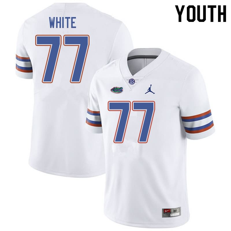 NCAA Florida Gators Ethan White Youth #77 Jordan Brand White Stitched Authentic College Football Jersey ZXG8464NK